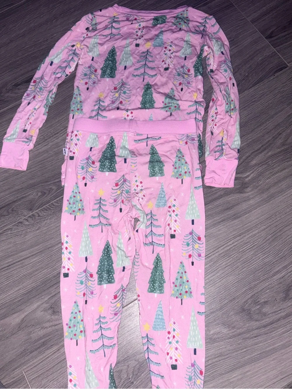 Kids Pink Tree-Print Pajama Set